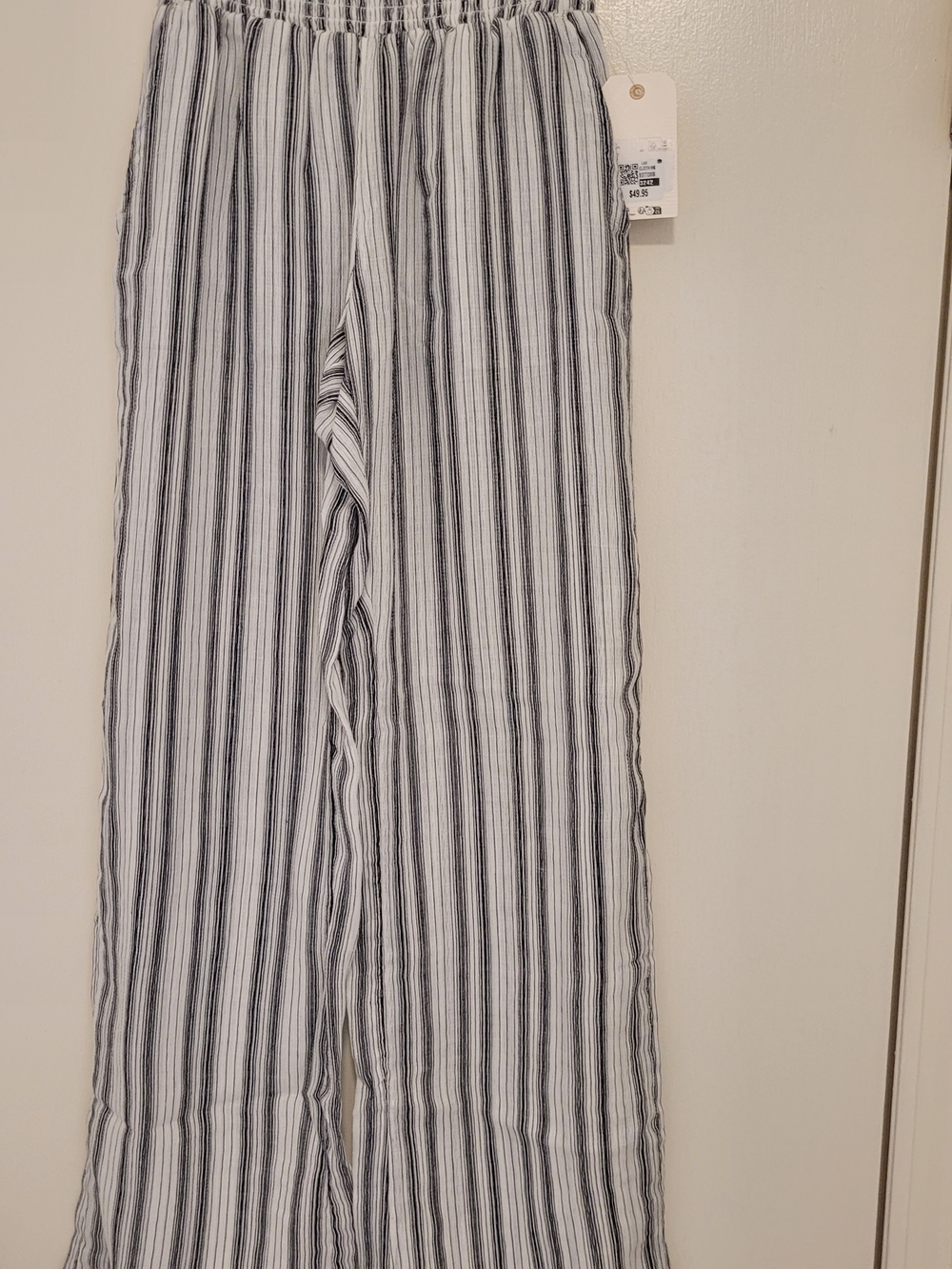 Billabong Striped Wide-Leg Pants in White and Black